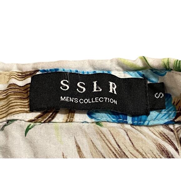 SSLR Hawaiian Shirt Blue Floral Tropical Jungle Hawaii Beach Casual Mens S - Picture 2 of 5